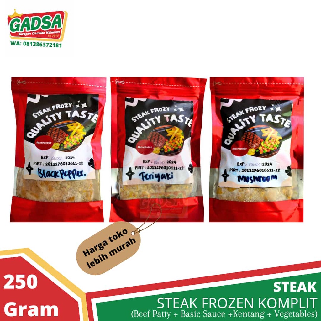 

Paket Steak Komplit Kentang Vegetables Steak Frozen