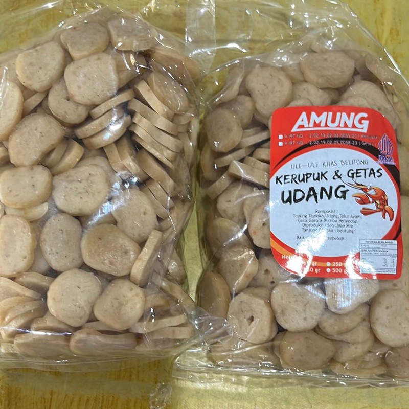 

Kerupuk Amung Koin Udang Mentah oleh oleh khas Belitung