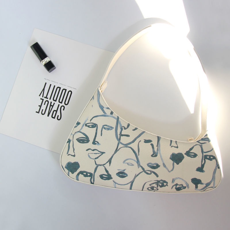[ COD✅ ] Aroana BagTas Kanvas Lukisan Cat Minyak Seni Retro Tas Ketiak Tas Setengah Bulan Wanita Tas