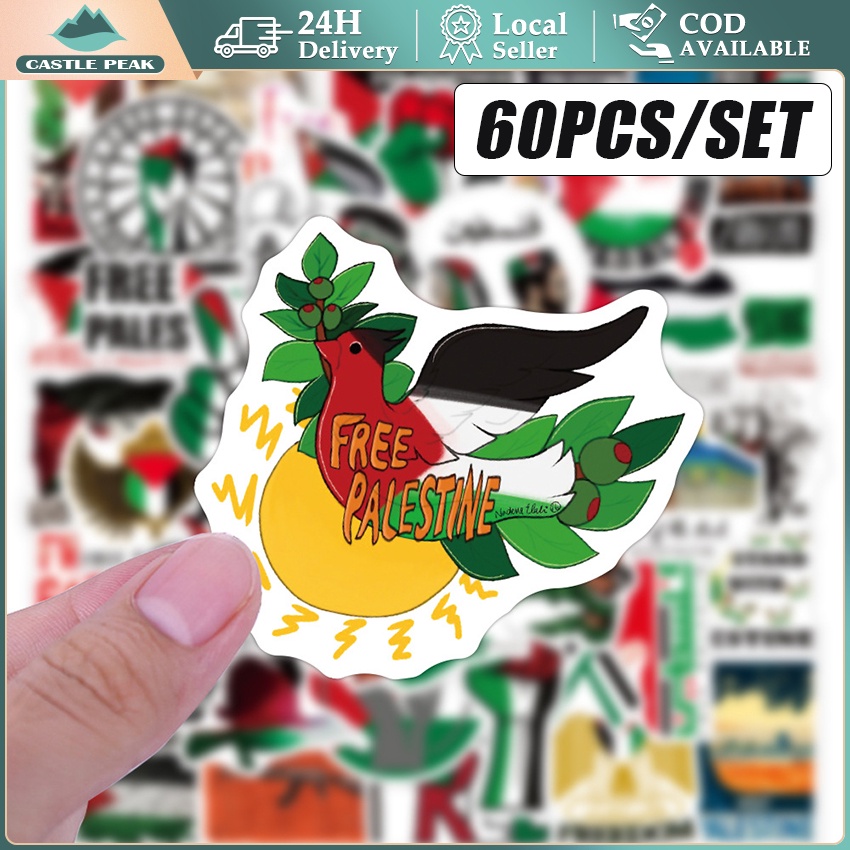 

FREE PALESTINE Stiker Palestine Free Palestine 60 pcs Series Black and White BNW Aesthetic Vinyl Laptop Stiker HP Motor Helm Mobil Ipad Tablet