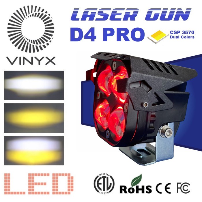 Lampu Tembak Laser Gun LED VINYX D4Pro Devil Eye Mobil Motor D4 Pro - D4 Pro Merah