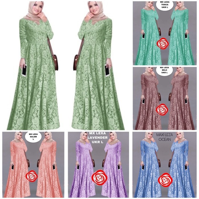 Toko88id - Baju Muslim Wanita Kekinian Size L XL XXL XXXL Jumbo Maxy Brukat Leza
