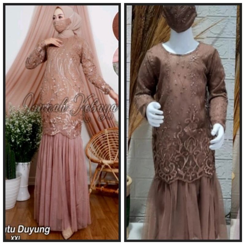 Kebaya Gamis Duyung Andara Brokat Tulle Citra/ Gamis Modern Tutu/ Kebaya Wisuda/ Kebaya Pesta/ Gamis