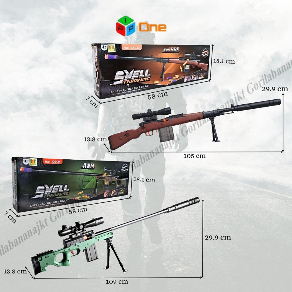 Mainan Anak Tembak Tembakan Peluru busa AWM KAR98K Sniper