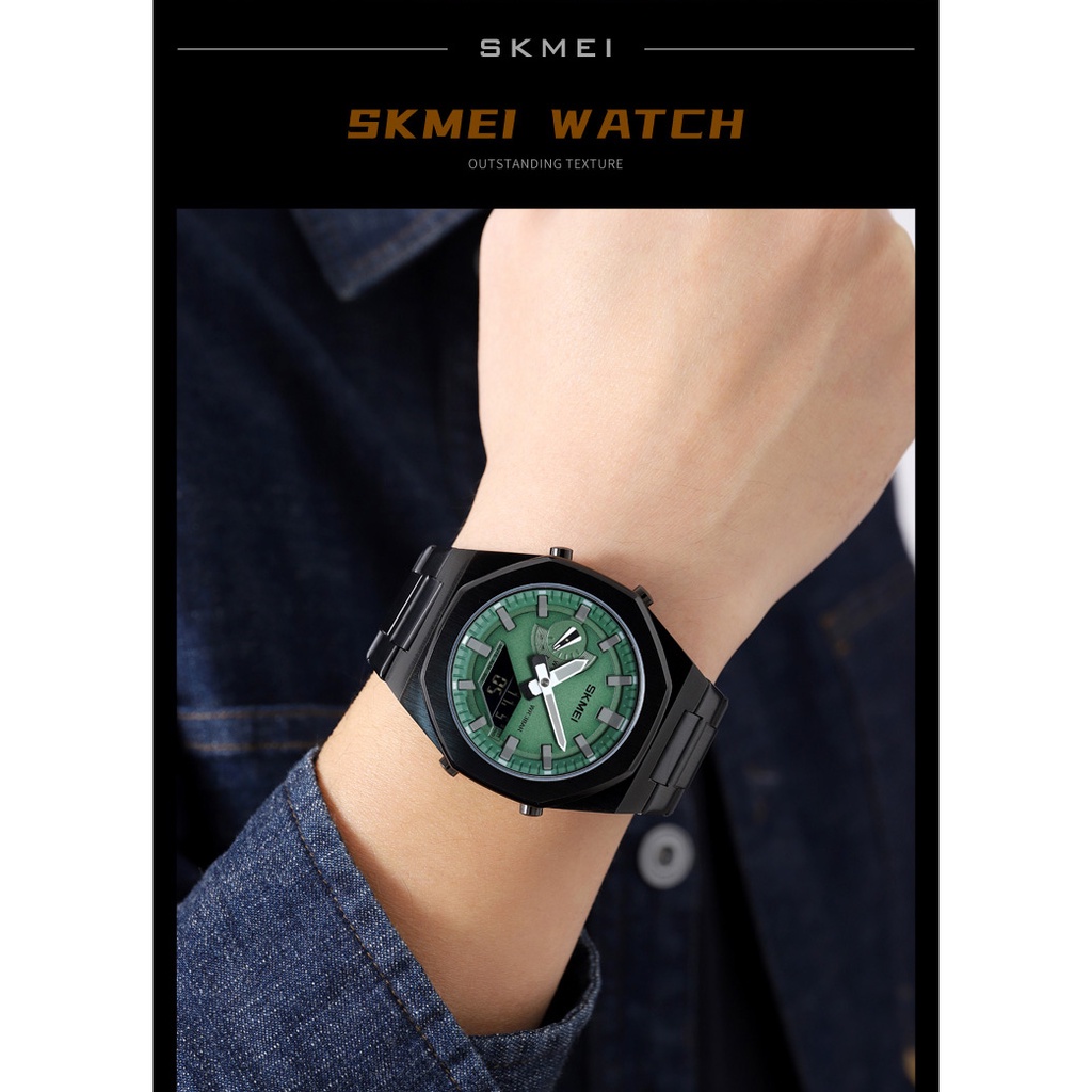 SKMEI Jam Tangan Luminous Tali Stainless Steel World Time Waterproof - 1816