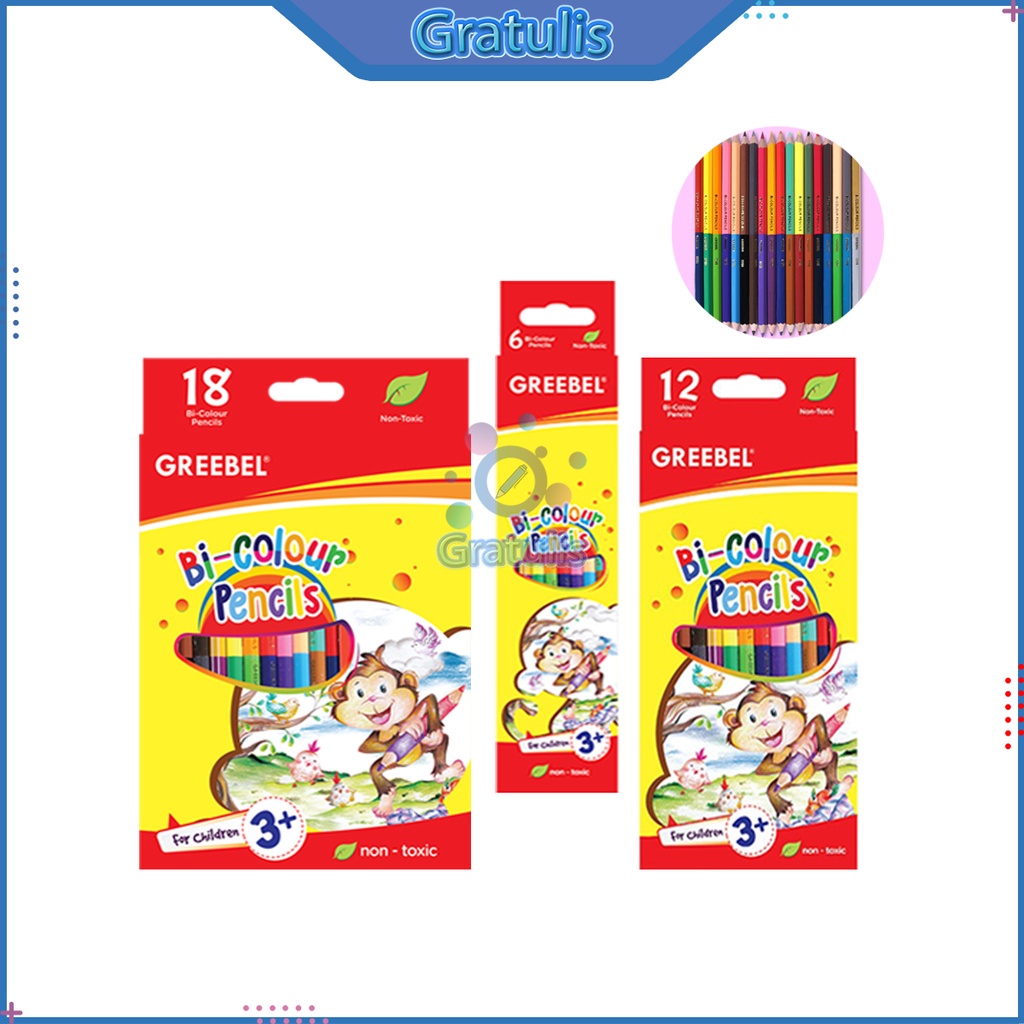 

PENSIL WARNA DUO WARNA GREEBEL BI-COLOUR / PENCILS 2 WARNA PER PENSIL / TIDAK BERACUN UNTUK ANAK