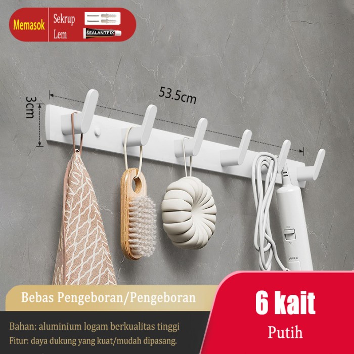 gantungan baju gantungan dinding meidoo gantungan dinding anti air - Hitam 3 kait