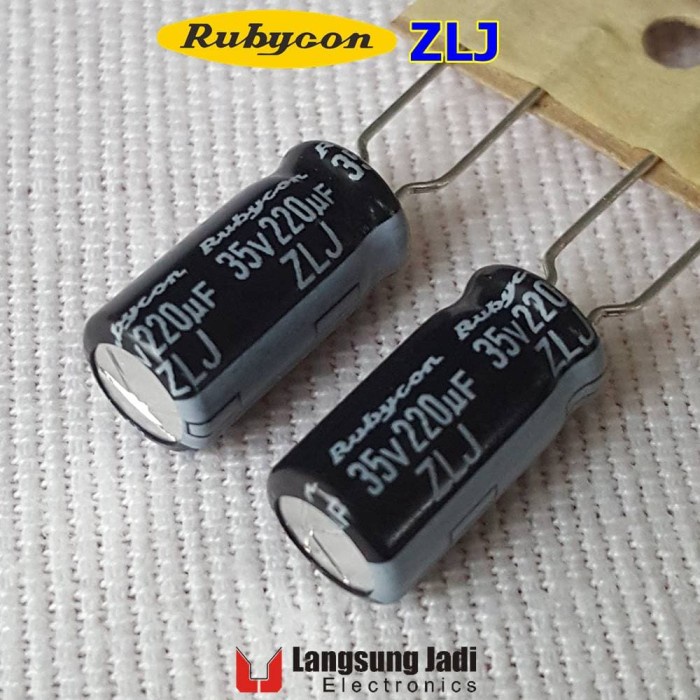 220uF 35V Rubycon ZLJ capacitor low ESR hi-temp long life