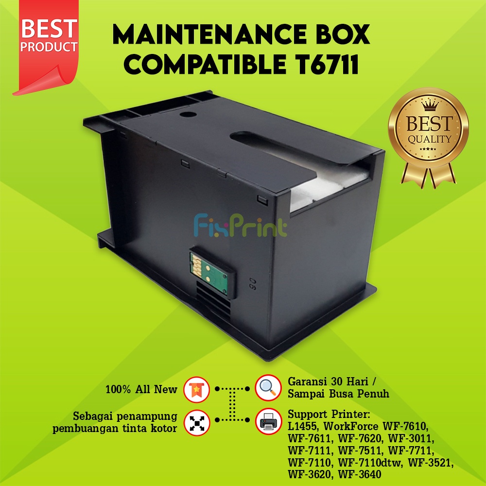 Maintenance Box Epson T6711 T-6711 Compatible Reset Waste Ink Pad Busa Printer L1455 WF7611 WF7111