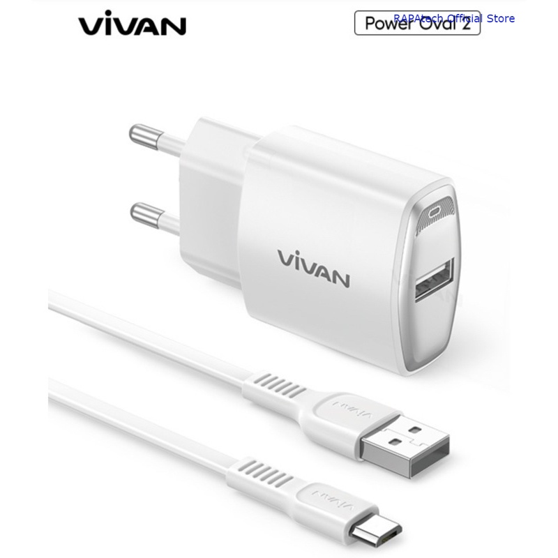 Vivan Power Oval 2/3C/3L Charger dengan Kabel Micro USB 2.1A /Type-C 3A/ Lightning 3A Original