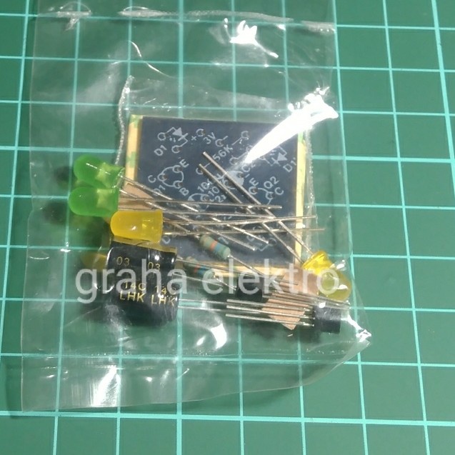 kit LED flip flop DIY lampu kelap kelip pcb belajar pemula GO165