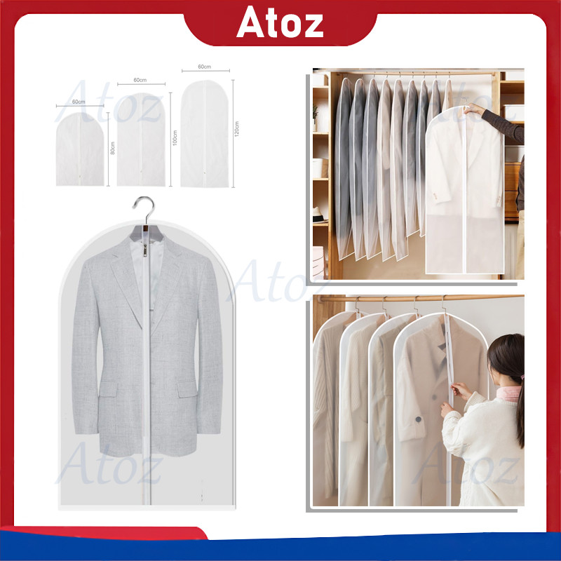 gantung cover baju anti air anti debu/sarung plastik pelindung baju plastik /cover gantung baju