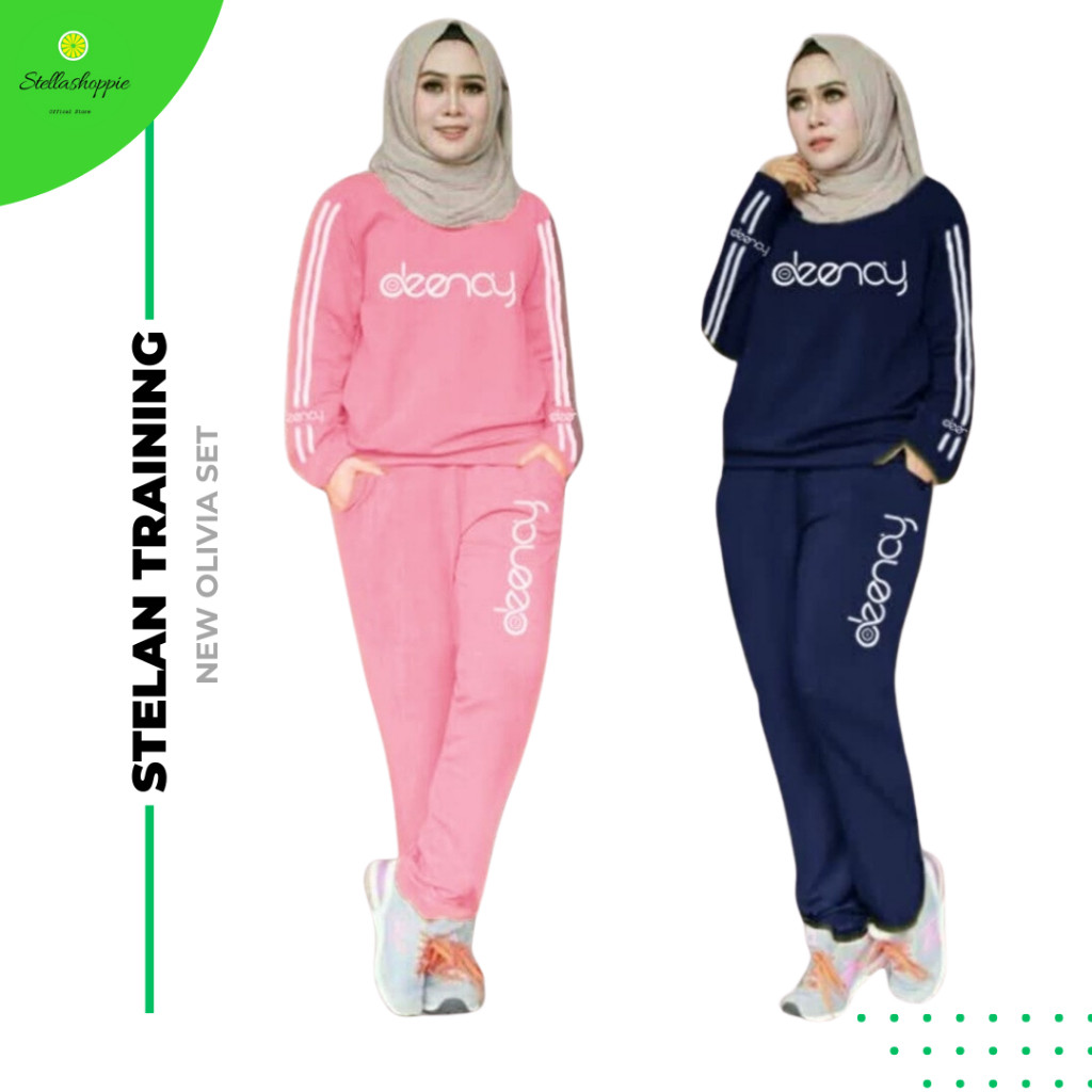 Setelan Kaos Olahraga Wanita Muslimah NEW OLIVIA SET Training Babyterry Lengan Panjang