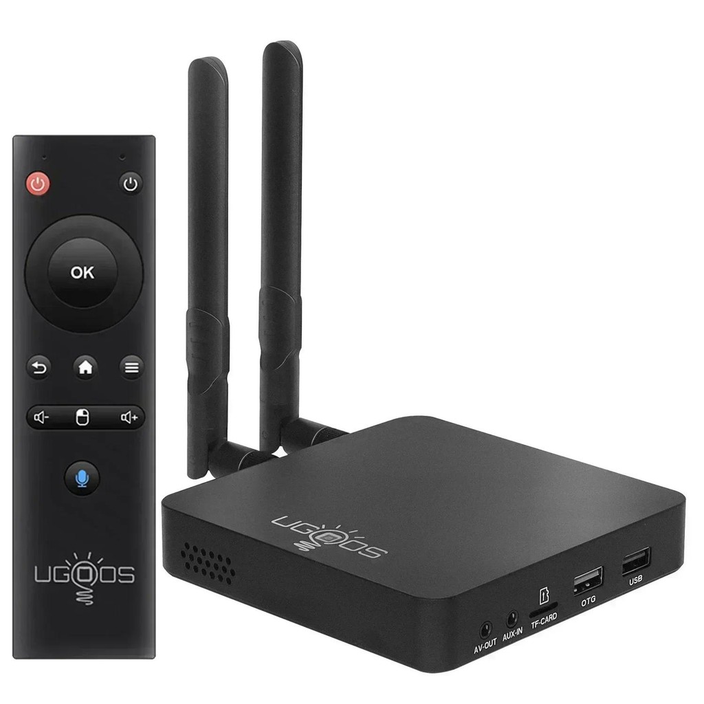 UGOOS AM6B Plus Android TV Box 4GB DDR4 32GB eMMC Hitam dengan WiFi 6 dan Bluetooth 5.0