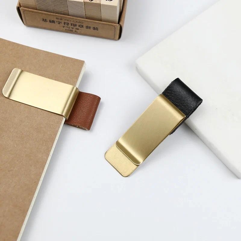 

1Pc Metal Leather Pen Holder Brass Stainless Steel Pencil Clip Vintage Dairy Notebook Pen Holder Spiral Loose Leaf Memo Clip