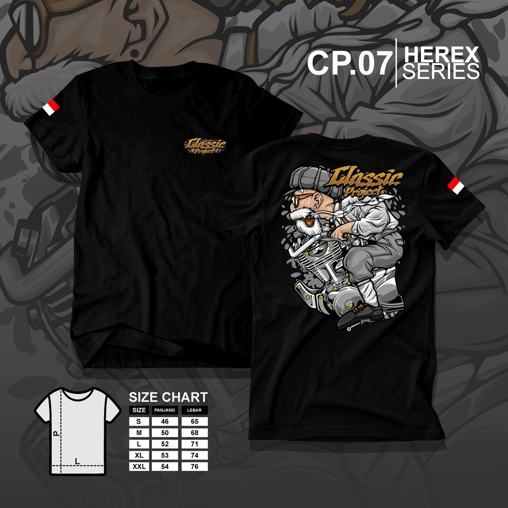 Kaos Racing Mesin Herex // Kaos Pria Distro Herex Style Motor cb gl mp tiger // Bisa Cod