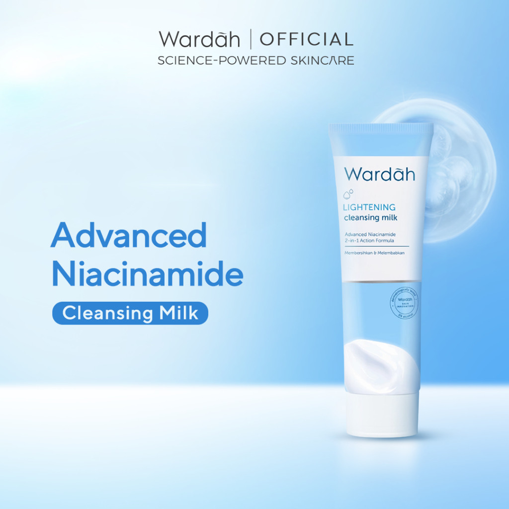 WARDAH Lightening Niacinamide Cleansing Milk 100 ml - Milk Cleanser dengan Advanced Niacinamide - Pe