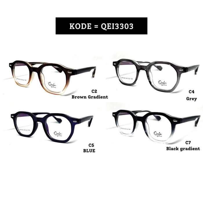 FRAME KACAMATA PRIA / WANITA ORIGINAL QEILA 3303 SIZE 45 MODEL KOTAK