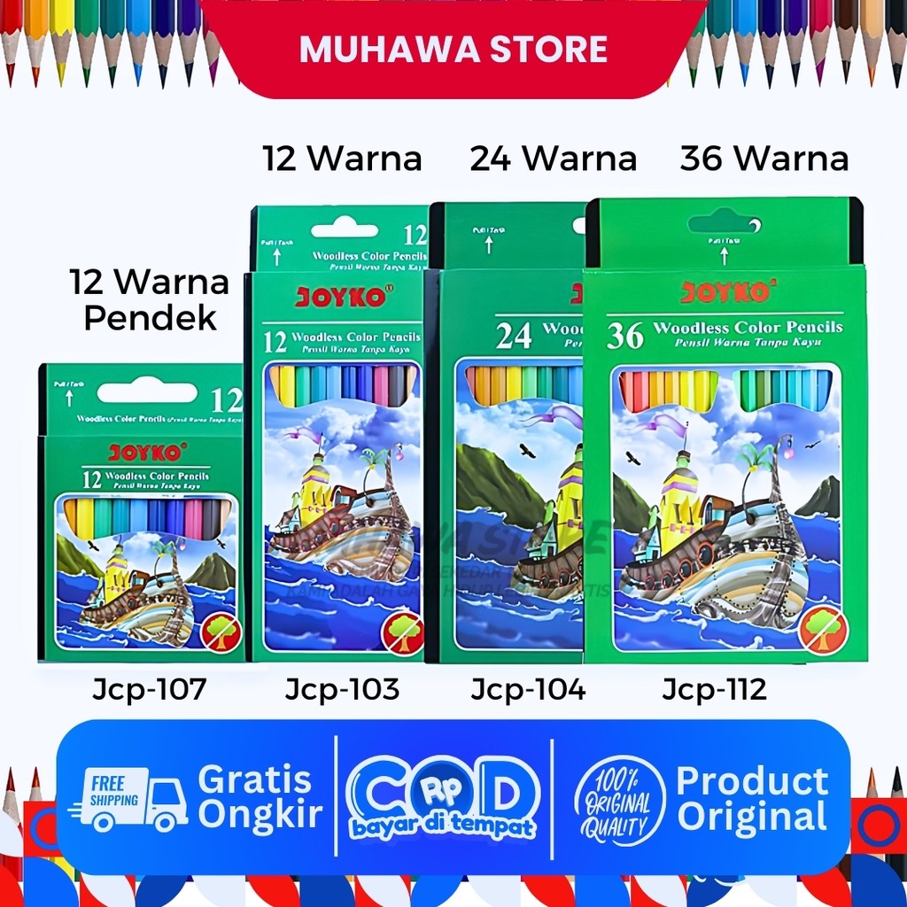 

PENCIL WARNA JOYKO 12 WARNA /24 WARNA/36 WARNA cp-107/CP-103/CP-104/CP-112