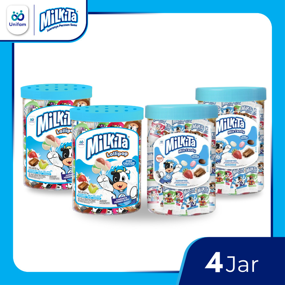 

Paket Combo Permen Milkita Jar Lolipop and Candy (4 Jar)