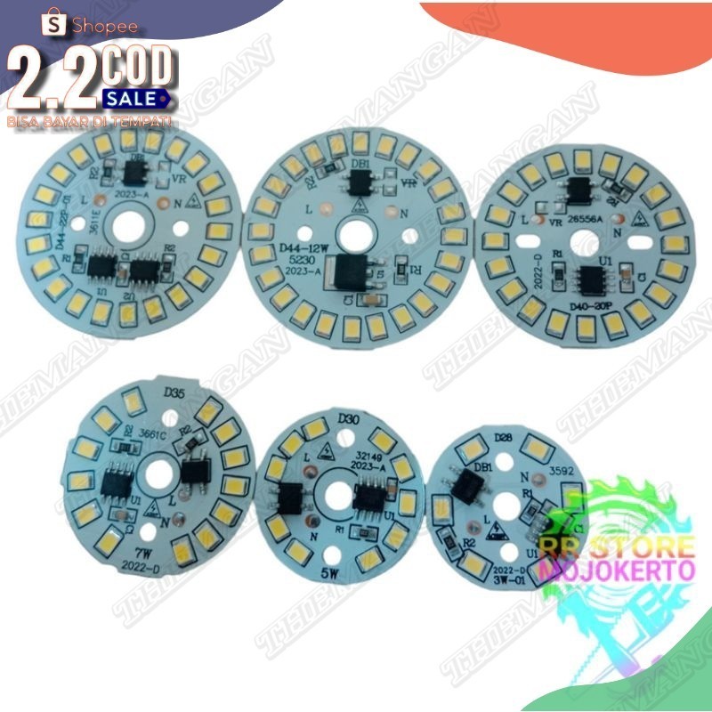 [BISA COD] TERBARU PCB Allumunium Lampu Round LED SMD 2835 Putih 10.000hrs AC 220V Super Terang Sepe