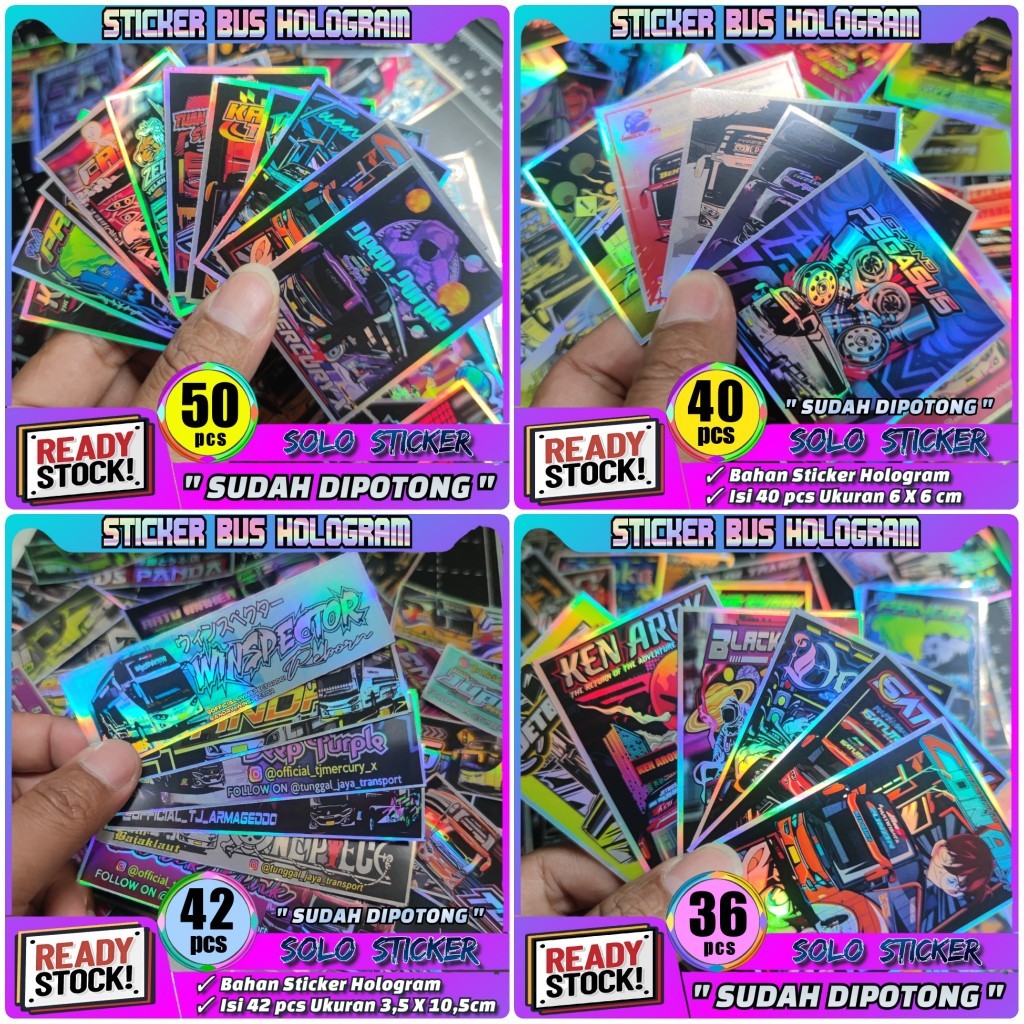 

50/42/40/36 PCS STICKER PACK STIKER BUS MANIA - HOLOGRAM STIKER BIS STIKER AESTHETIC LAPTOP KOPER