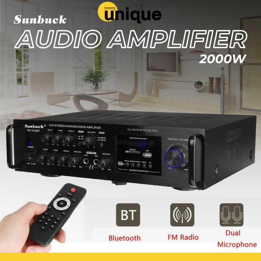 Sunbuck Bluetooth EQ Audio Amplifier Home Theater FM 2000W - TAV-6188BT