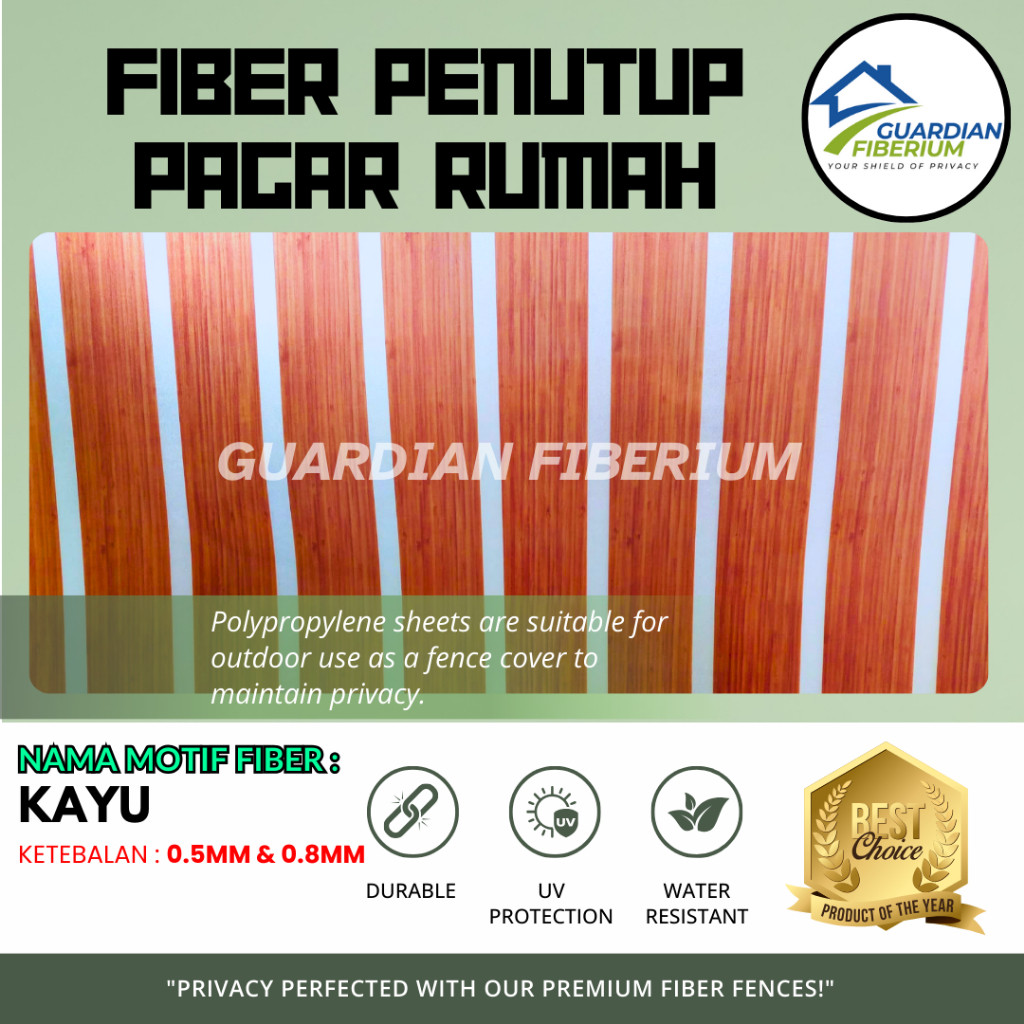 (Harga Per 1/2meter) Fiber Plastik Penutup Pagar Rumah Motif KAYU