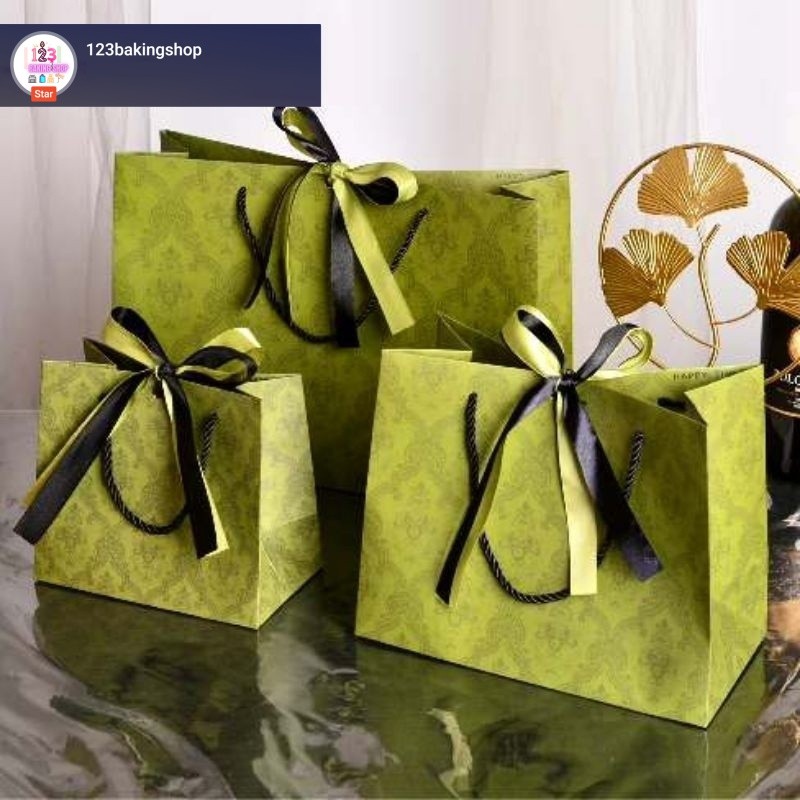 Tas Kado Paper Bag Idul Fitri Lebaran Ramadhan/ Paper Bag Hijau Orange