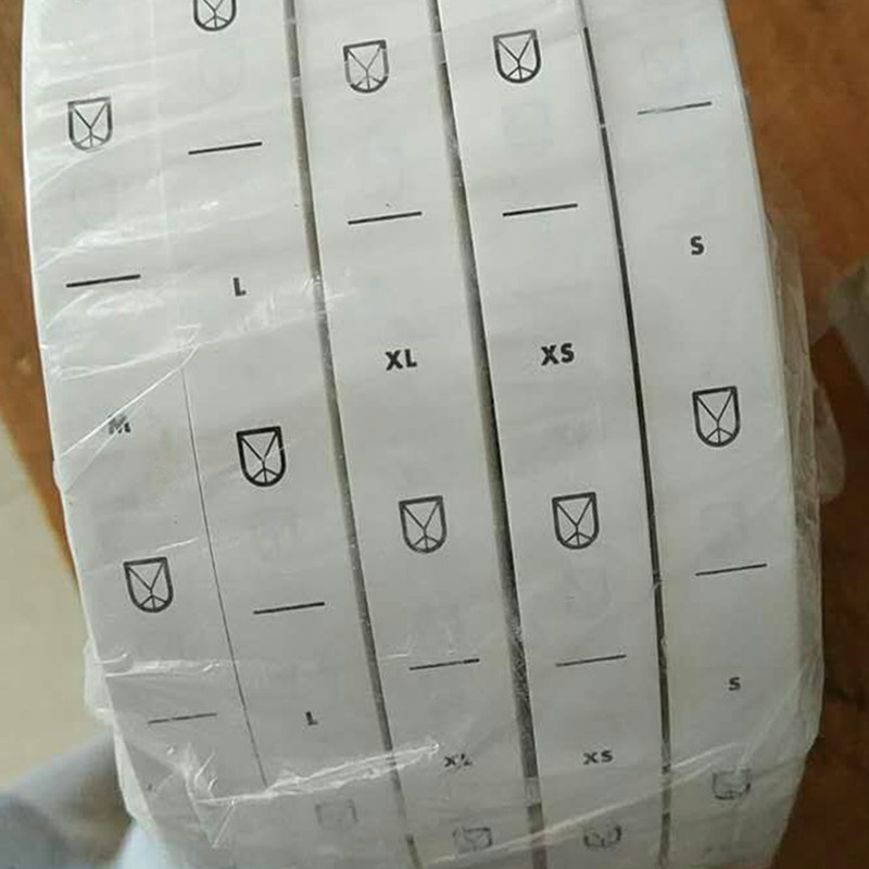 

500PCS Custom White size label 2 * 6 cm coated tape print synthetic fibre size labels