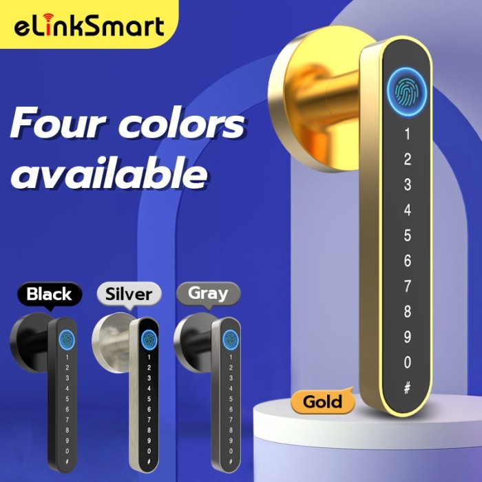 Pintar Gagang Pintu Kunci Pintu Kunci sidik jari Handle Pintu - Hitam