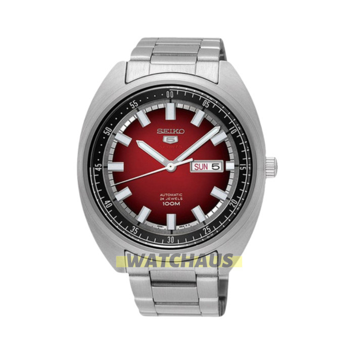 JAM TANGAN PRIA SEIKO 5 SRPB17K1 SPORTS TURTLE AUTOMATIC STAINLESS STRAP SILVER RED