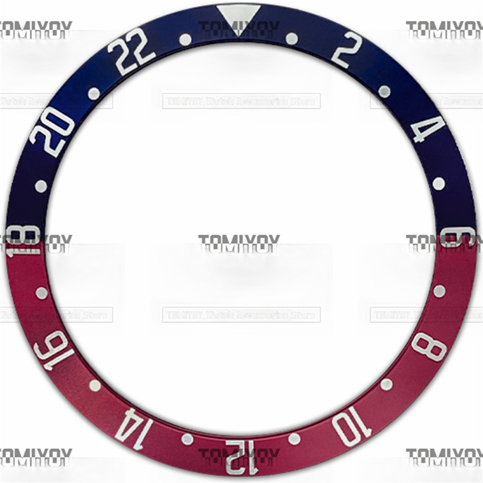 37.2MM×31.4MM Blue Red Aluminium Slanted Bezel Insert Fit for TUDOR Men's Me anical Wat