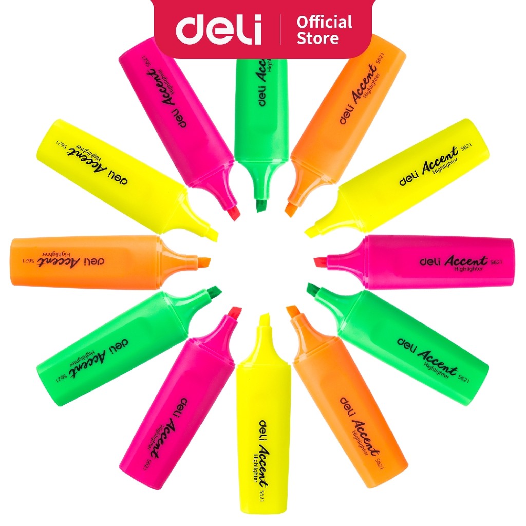 

BOBOMART X Deli Highlighter 1-5 mm warna neon sangat cerah cepat ES622