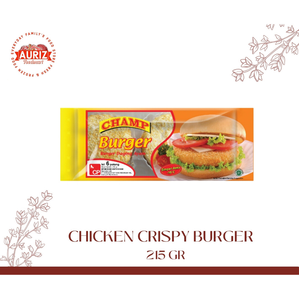 

CHAMP CHICKEN BURGER (BURGER DAGING AYAM) 6PCS/315GR