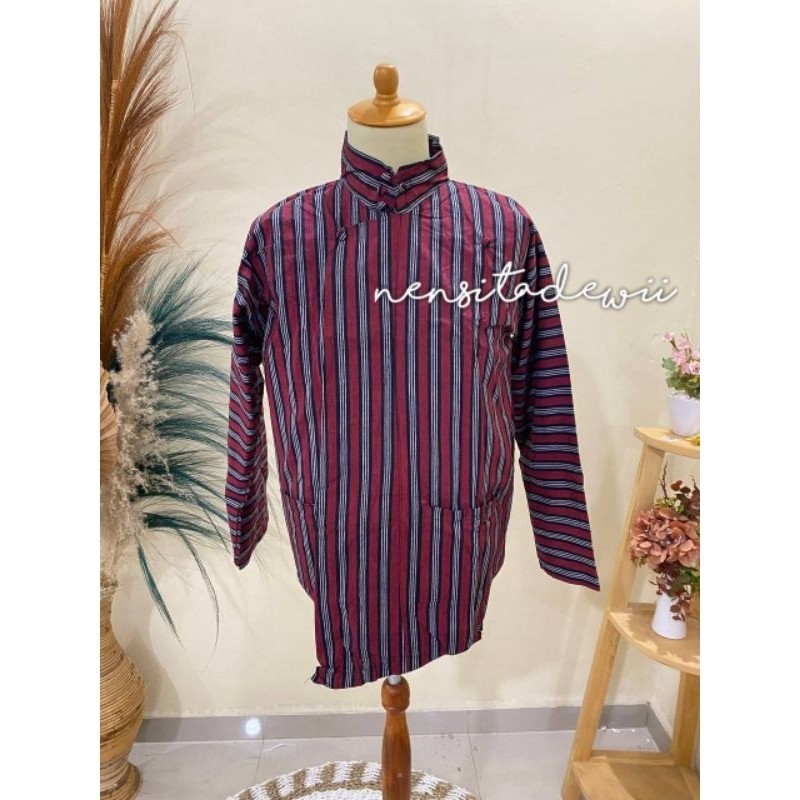[Premium] Surjan Lurik - Merah / Baju Ja Lurik, Katun Prasojo Lurik
