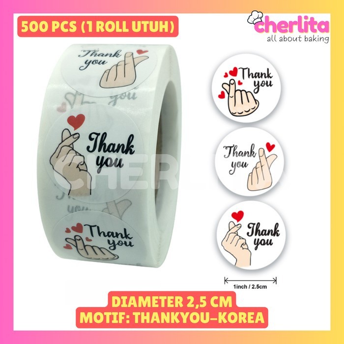 

READY 500 PCS Sticker Thank You Thanks for Order Korea Hand Label Makanan Packing