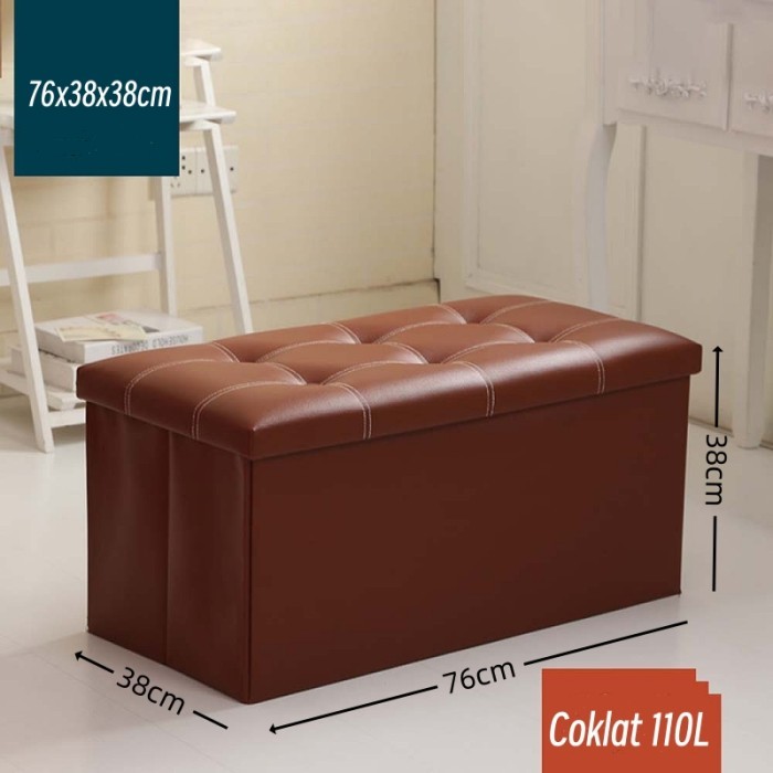 BN Leather  Storage Box Kotak Sofa Penyimpanan Kursi Penyimpanan Barang Bangku Serbaguna Kotak penyi
