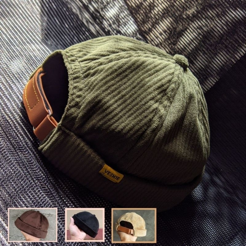 Mikihat peci miki hat hijau army corduroy hitam dll
