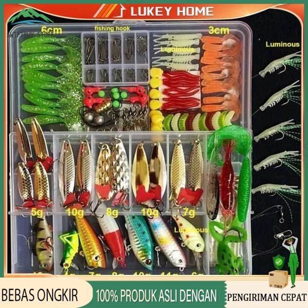 75pcs Set Umpan Pancing Fishing Tackle Box Soft Plastic Lure Umpan Campur Set Aksesoris Umpan Pancin