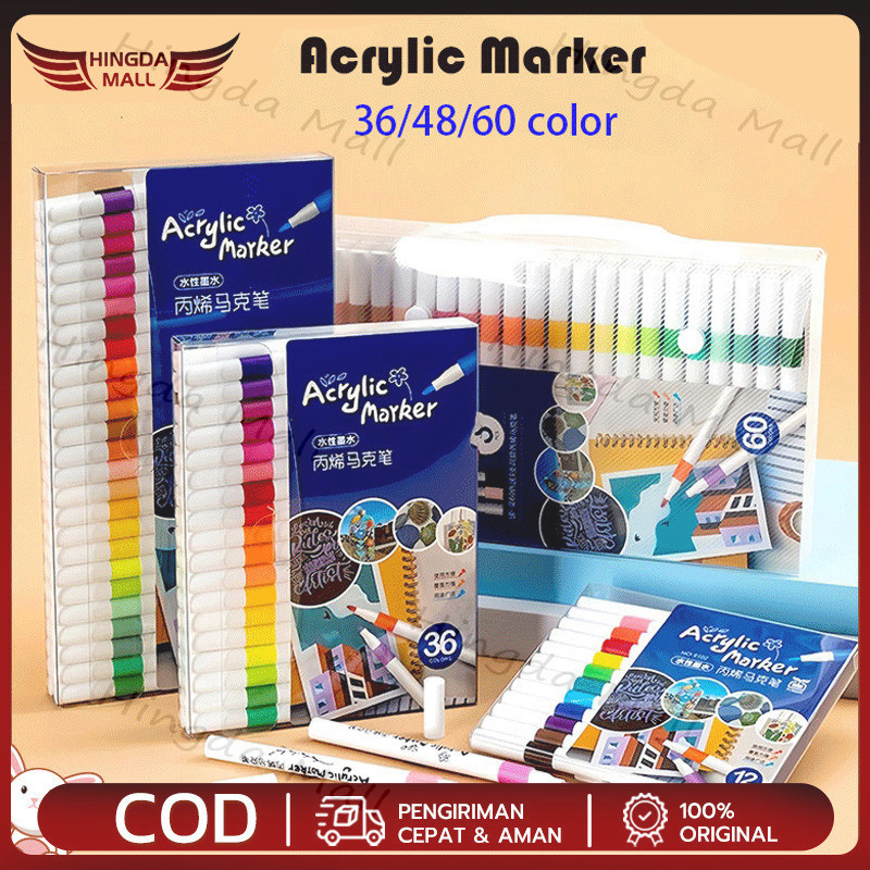 

（COD）One+One Spidol Akrilik Marker Set 12/24/36/48/60/80/96 Warnas Paint Marker