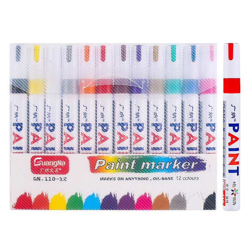 

12Pcs White Paint Pens Markers Never Fade Quick Dry and Permanent, Oil-Based Waterproof Set for Rocks Painting Fabric Plastic