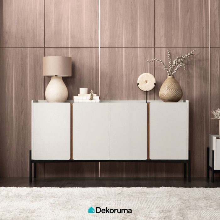 Dekoruma CANA Credenza / Lemari Kabinet Taupe-Walnut