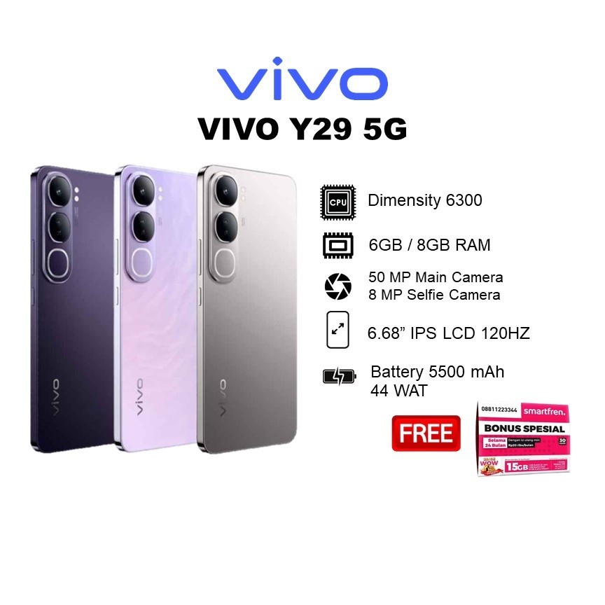 VIVO Y29 4G 6GB/128GB 8GB/128GB 8GB/256GB GARANSI RESMI INDONESIA