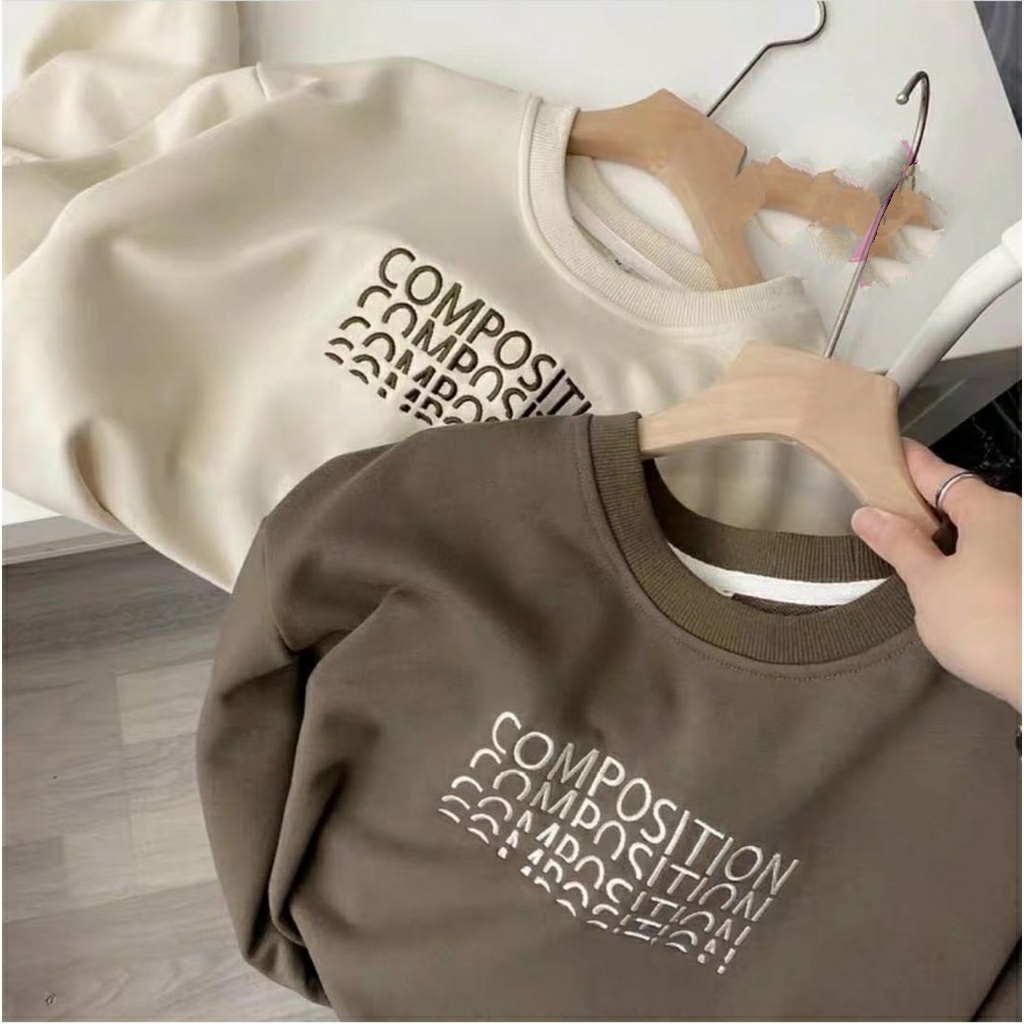 SWEATER BAJU FASHION OOTD WANITA LENGAN PANJANG KAOS CEWEK DEWASA COMPOSITION KEREN KEKINIAN MURAH