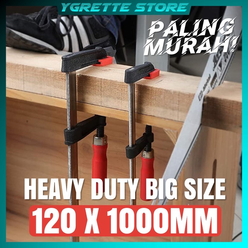 YGRETTE - CLAMP F 120 X 1000MM KLEM F 1 METER UKURAN BESAR HEAVY DUTY BIG SIZE KLEM KAYU WOODWORKING