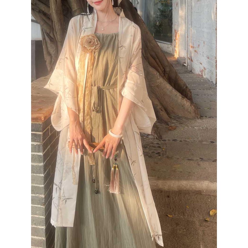 Women's Hanfu Hanfu Full Set Long Shirt Vintage Drawstring Tea Break Skirt Modern Set Wear