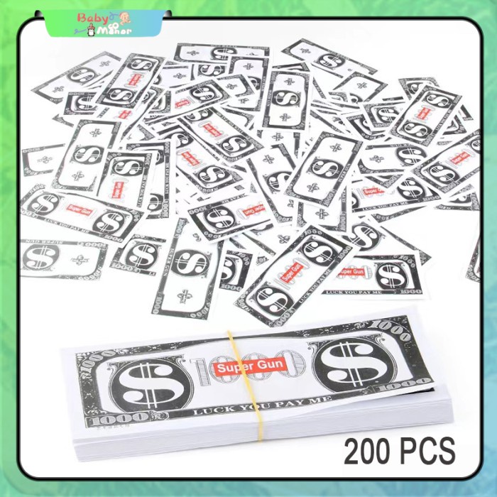 Supreme Mainan Pistol Uang Money Gun Toy Tembakan Uang Mainan Anak - Kertas 200PCS