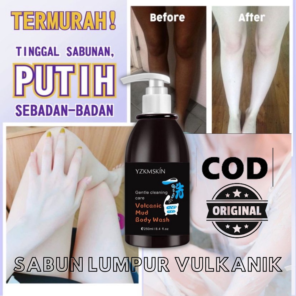 COD sabun vulkanik whitening pemutih badan 250ml sabun lumpur vulkanik memutihkan tubuh mencerahkan 