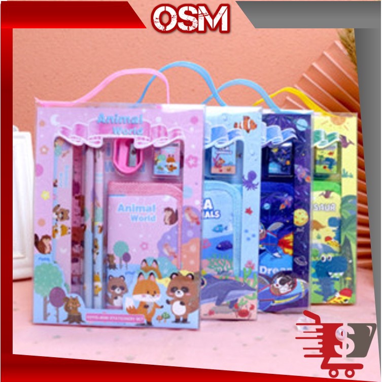 

OSM - S5926 Stationery Set / Alat Tulis Set 6 in 1 Hadiah Souvenir / Paket Alat Tulis + Dompet Anak / Alat Tulis Set Karakter